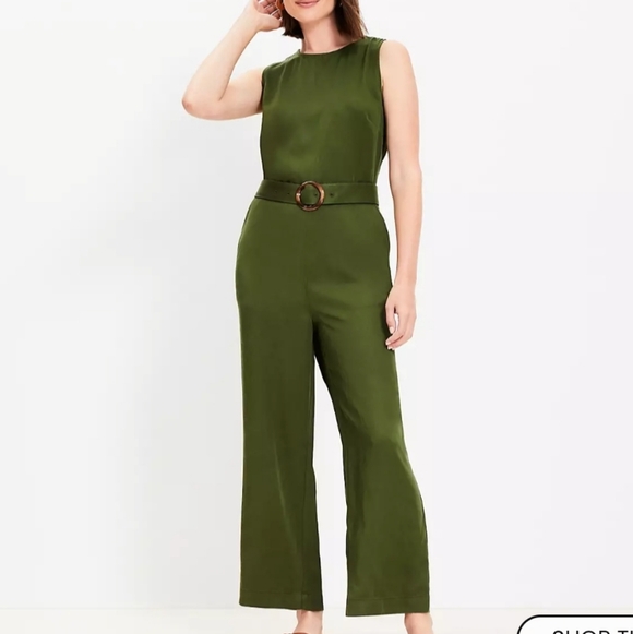 LOFT Pants - Loft Elegant Green Jumpsuit With Belt